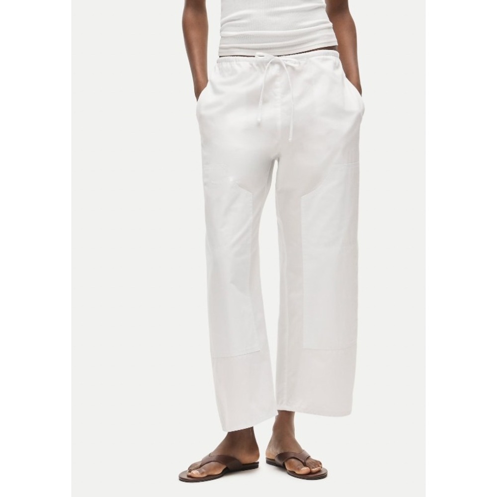 J.Crew Luna Pant in White Cotton Poplin Size Medium Drawstring Crop Beachy Boho